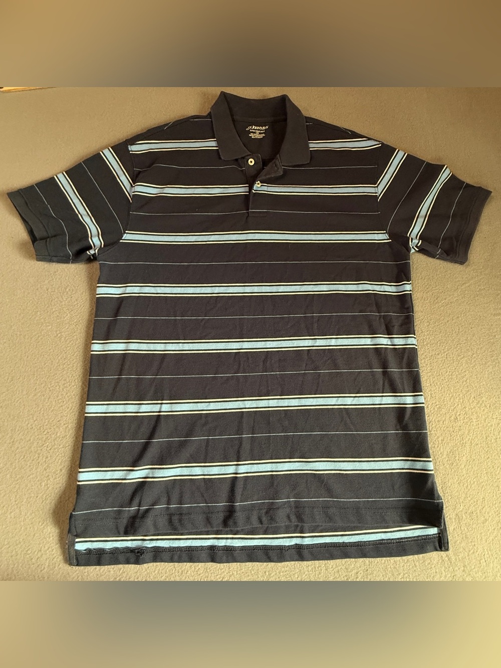 St. John's Bay Black Polo with Light Blue Stripe Detail